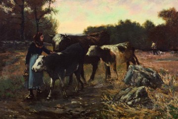 Ganado Vaca Toro Painting - paisaje con ganado 1910